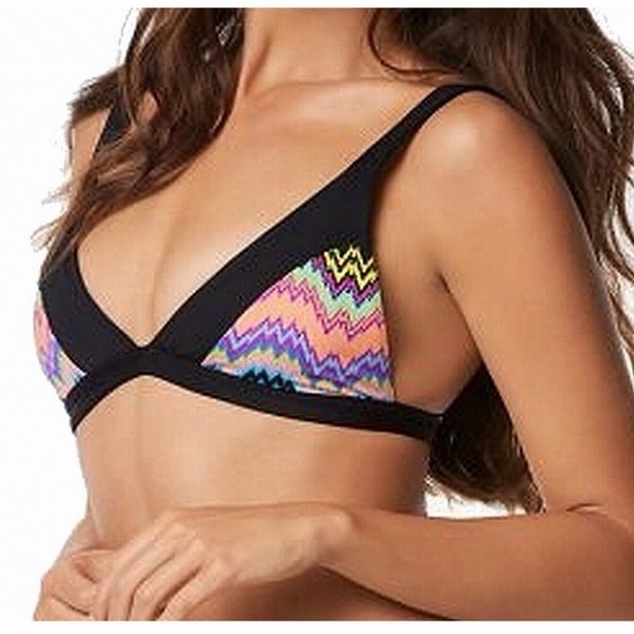 PILYQ Women’s Size M Bikini Top Zig Zag Print Swim - Picture 1 of 16